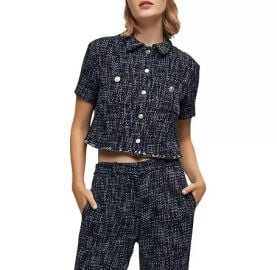 Maje Cilaga Tweed Cropped Shirt   Bloomingdales at Bloomingdales